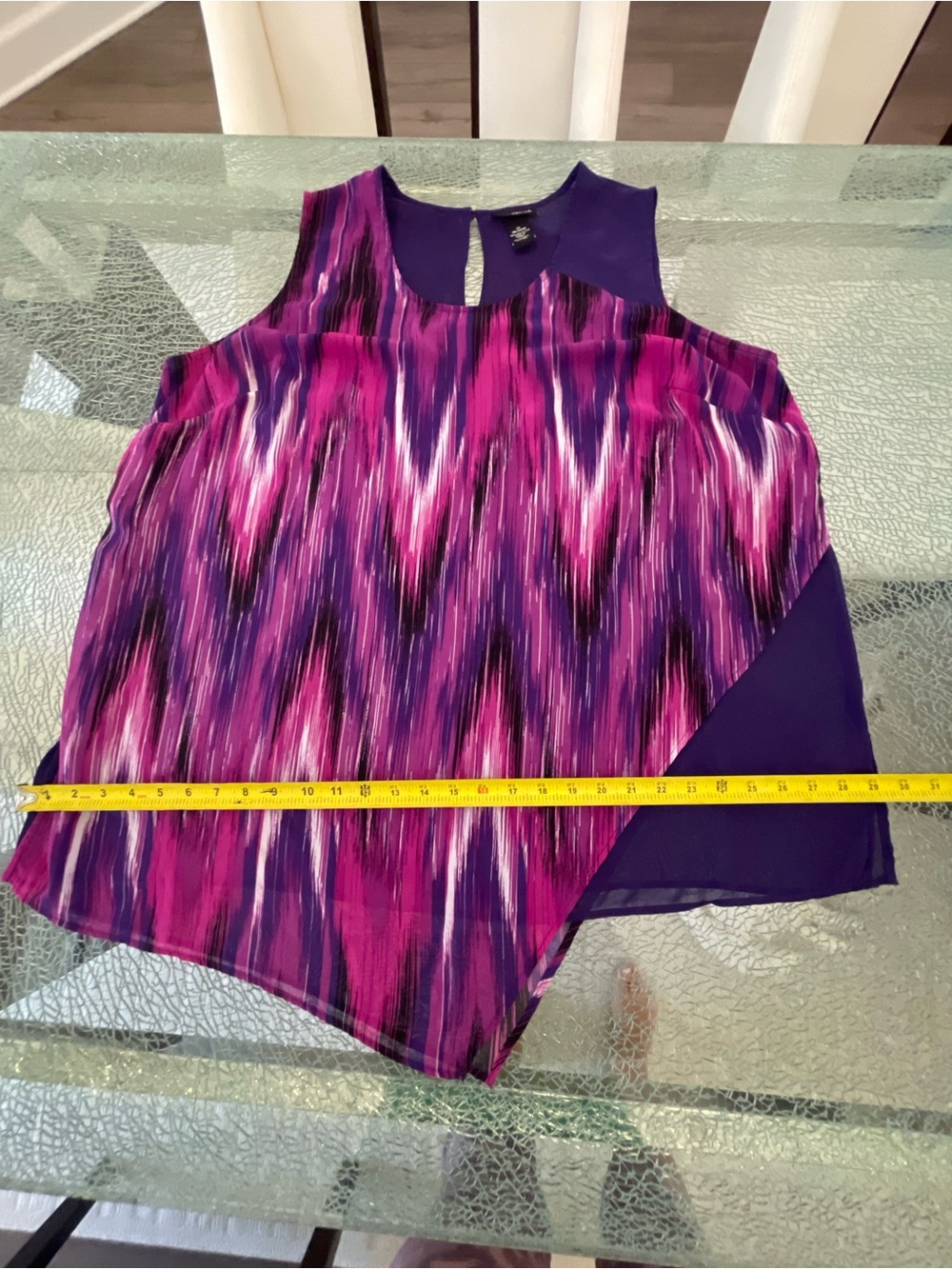 Catherines Purple & Pink Sleeveless Chiffon Overlay Blouse - Picture 5 of 7